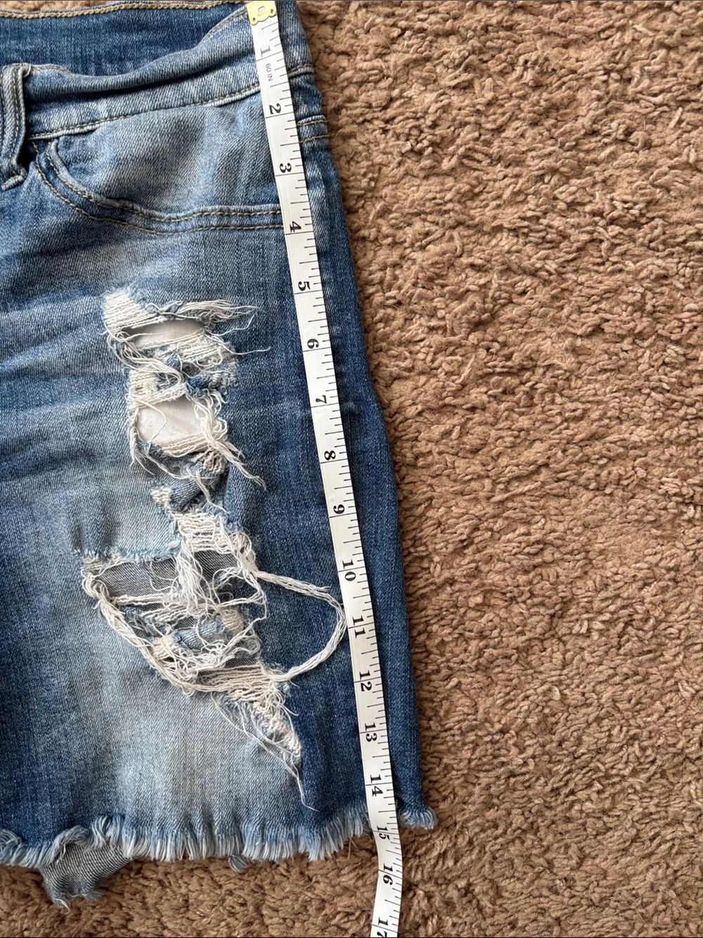 KanCan Light Blue Distressed Long Denim Shorts